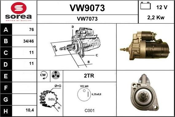 SNRA VW9073 - Стартер unicars.by