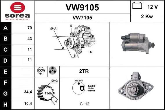 SNRA VW9105 - Стартер unicars.by