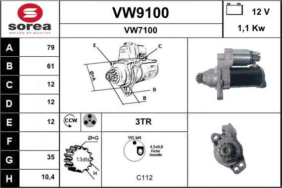 SNRA VW9100 - Стартер unicars.by