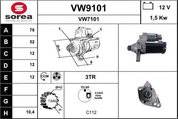 SNRA VW9101 - Стартер unicars.by