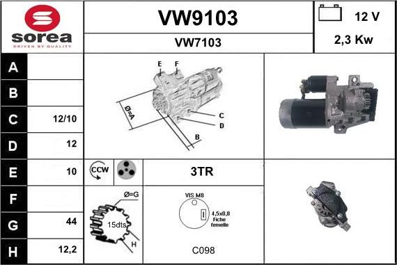 SNRA VW9103 - Стартер unicars.by