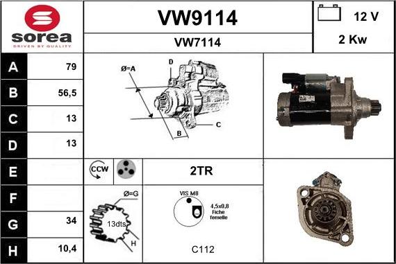 SNRA VW9114 - Стартер unicars.by