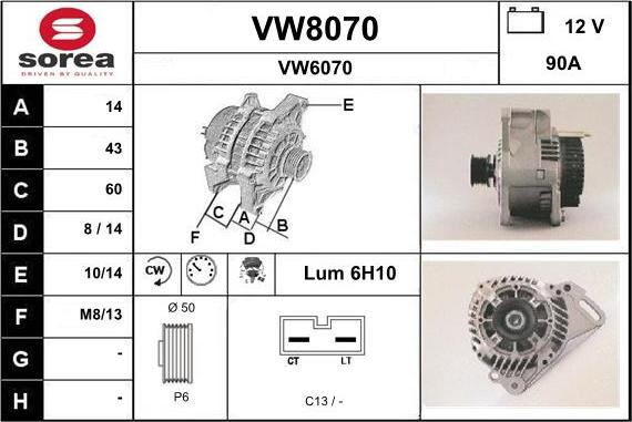 SNRA VW8070 - Генератор unicars.by