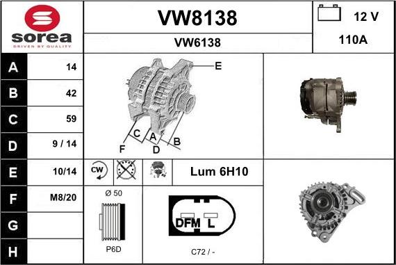 SNRA VW8138 - Генератор unicars.by