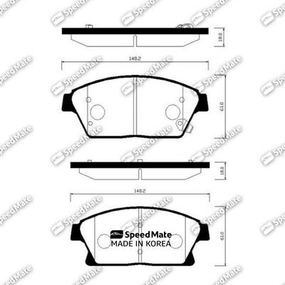 SpeedMate SM-BPG025 - Тормозные колодки, дисковые, комплект unicars.by