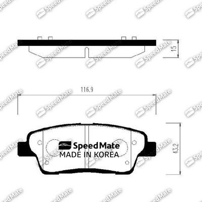 SpeedMate SM-BPK042 - Тормозные колодки, дисковые, комплект unicars.by