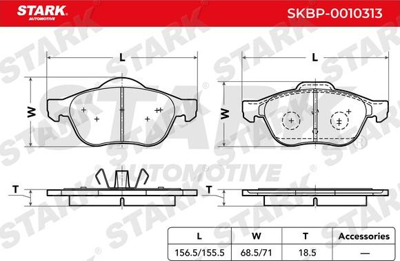 Stark SKBP-0010313 - Тормозные колодки, дисковые, комплект unicars.by