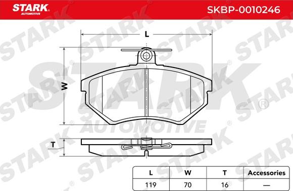 Stark SKBP-0010246 - Тормозные колодки, дисковые, комплект unicars.by