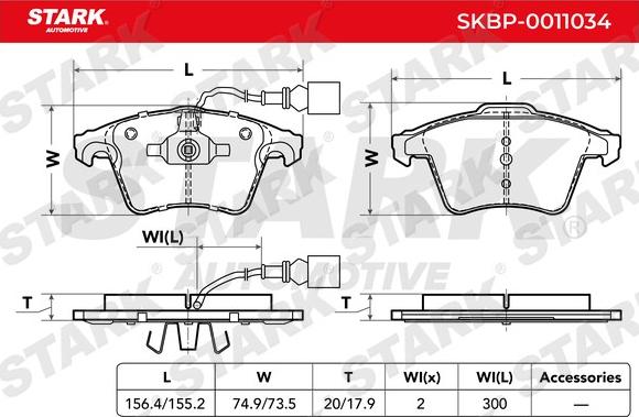 Stark SKBP-0011034 - Тормозные колодки, дисковые, комплект unicars.by