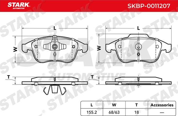 Stark SKBP-0011207 - Тормозные колодки, дисковые, комплект unicars.by