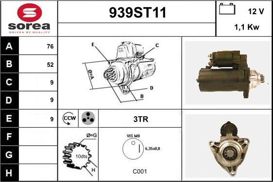 STARTCAR 939ST11 - Стартер unicars.by