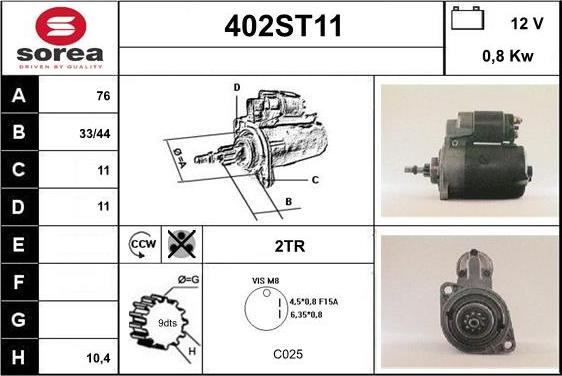 STARTCAR 402ST11 - Стартер unicars.by