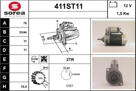 STARTCAR 411ST11 - Стартер unicars.by