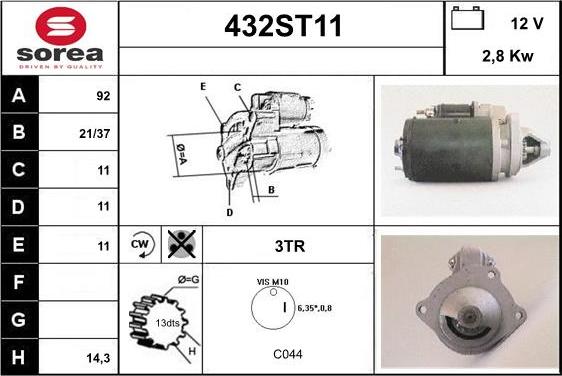 STARTCAR 432ST11 - Стартер unicars.by