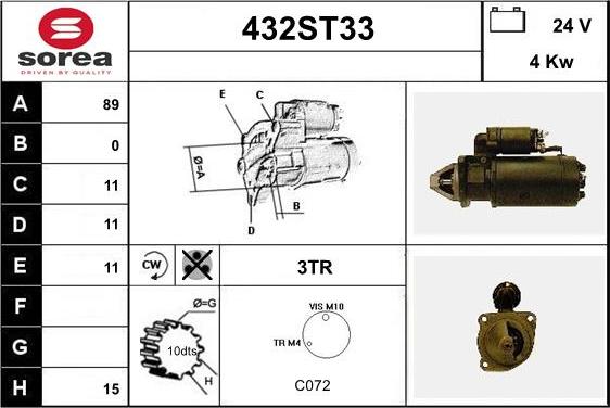 STARTCAR 432ST33 - Стартер unicars.by