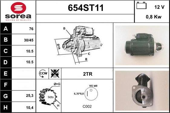 STARTCAR 654ST11 - Стартер unicars.by