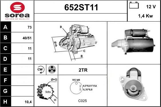 STARTCAR 652ST11 - Стартер unicars.by