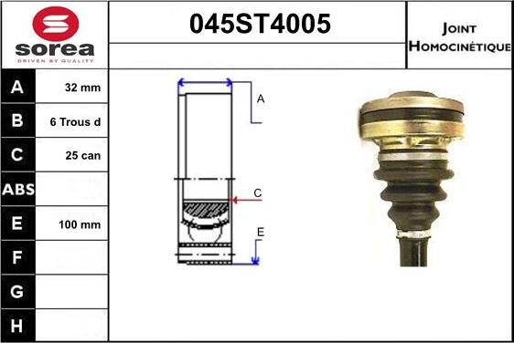 STARTCAR 045ST4005 - Шарнирный комплект, ШРУС, приводной вал unicars.by