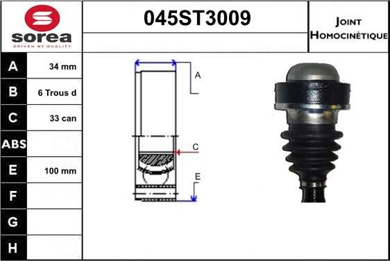 STARTCAR 045ST3009 - Шарнирный комплект, ШРУС, приводной вал unicars.by