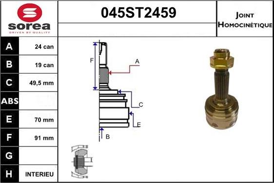 STARTCAR 045ST2459 - Шарнирный комплект, ШРУС, приводной вал unicars.by