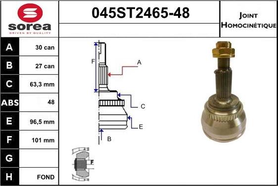 STARTCAR 045ST2465-48 - Шарнирный комплект, ШРУС, приводной вал unicars.by