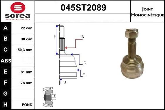 STARTCAR 045ST2089 - Шарнирный комплект, ШРУС, приводной вал unicars.by