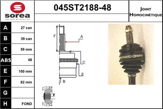 STARTCAR 045ST2188-48 - Шарнирный комплект, ШРУС, приводной вал unicars.by