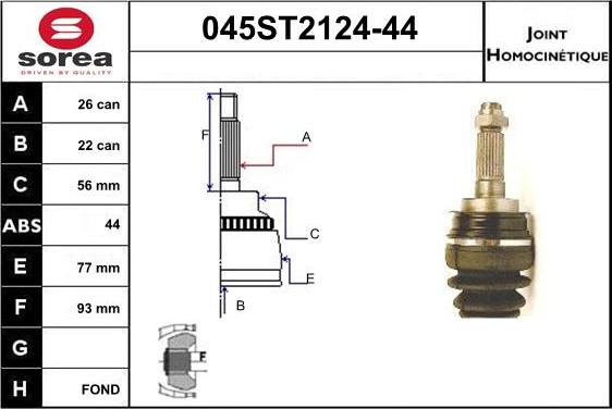 STARTCAR 045ST2124-44 - Шарнирный комплект, ШРУС, приводной вал unicars.by