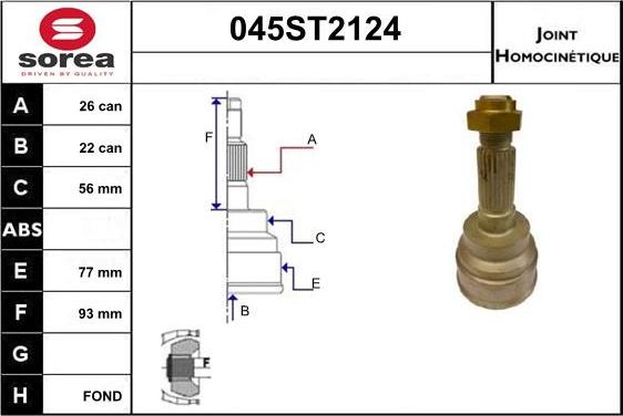 STARTCAR 045ST2124 - Шарнирный комплект, ШРУС, приводной вал unicars.by