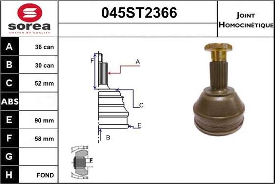 STARTCAR 045ST2366 - Шарнирный комплект, ШРУС, приводной вал unicars.by