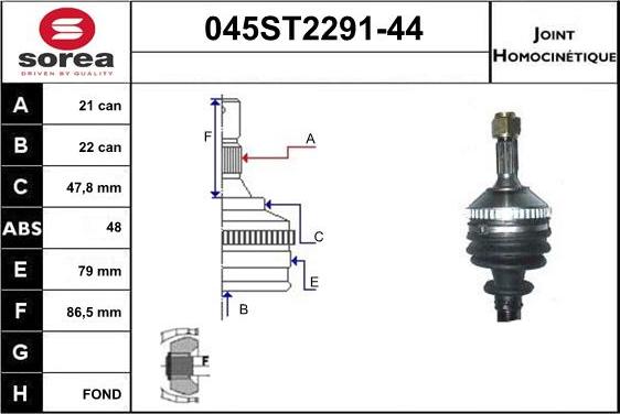 STARTCAR 045ST2291-44 - Шарнирный комплект, ШРУС, приводной вал unicars.by