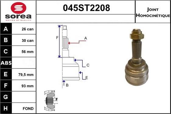 STARTCAR 045ST2208 - Шарнирный комплект, ШРУС, приводной вал unicars.by