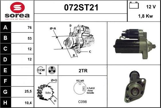 STARTCAR 072ST21 - Стартер unicars.by