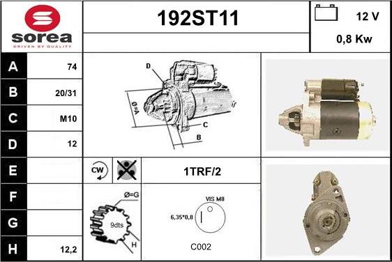 STARTCAR 192ST11 - Стартер unicars.by