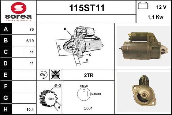 STARTCAR 115ST11 - Стартер unicars.by