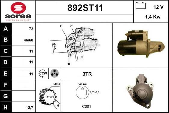 STARTCAR 892ST11 - Стартер unicars.by