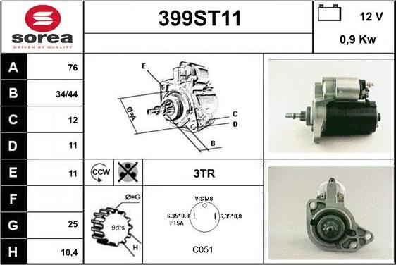 STARTCAR 399ST11 - Стартер unicars.by