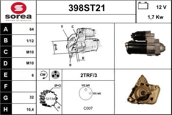 STARTCAR 398ST21 - Стартер unicars.by