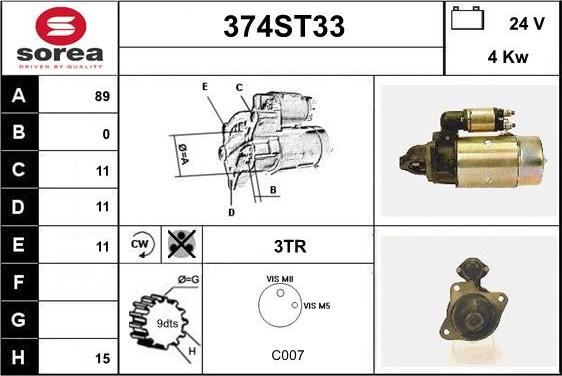 STARTCAR 374ST33 - Стартер unicars.by