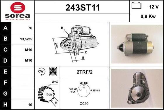 STARTCAR 243ST11 - Стартер unicars.by