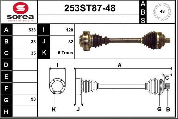 STARTCAR 253ST87-48 - Приводной вал unicars.by