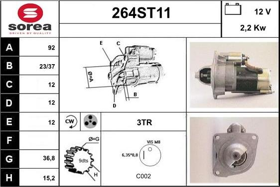 STARTCAR 264ST11 - Стартер unicars.by