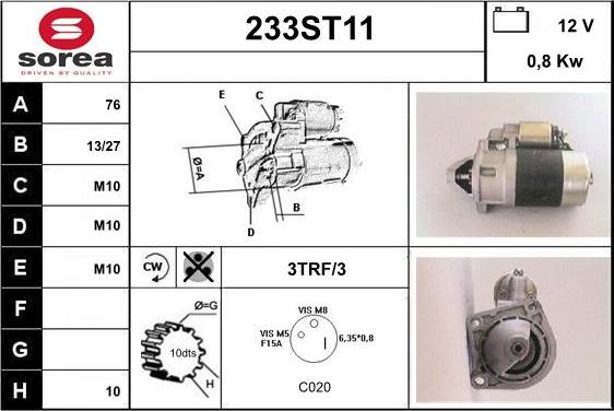 STARTCAR 233ST11 - Стартер unicars.by