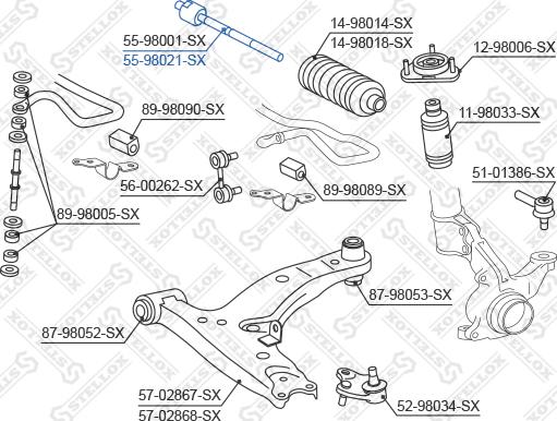 Stellox 55-98021-SX - Осевой шарнир, рулевая тяга unicars.by