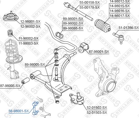 Stellox 56-98001-SX - Тяга / стойка, стабилизатор unicars.by