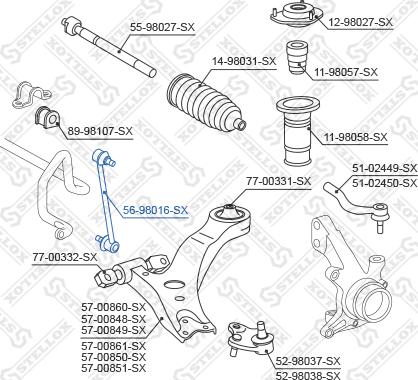 Stellox 56-98016-SX - Тяга / стойка, стабилизатор unicars.by