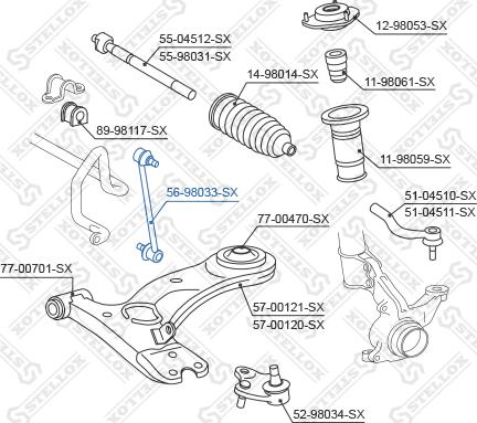 Stellox 56-98033-SX - Тяга / стойка, стабилизатор unicars.by