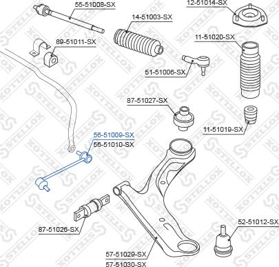 Stellox 56-51009-SX - Тяга / стойка, стабилизатор unicars.by