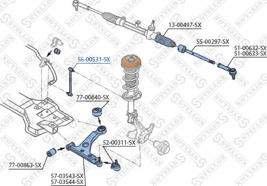 Stellox 56-00531-SX - Тяга / стойка, стабилизатор unicars.by