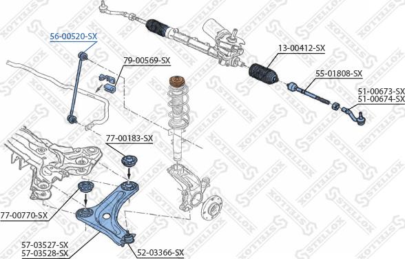 Stellox 56-00520-SX - Тяга / стойка, стабилизатор unicars.by